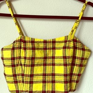 Yellow plaid crop top size M